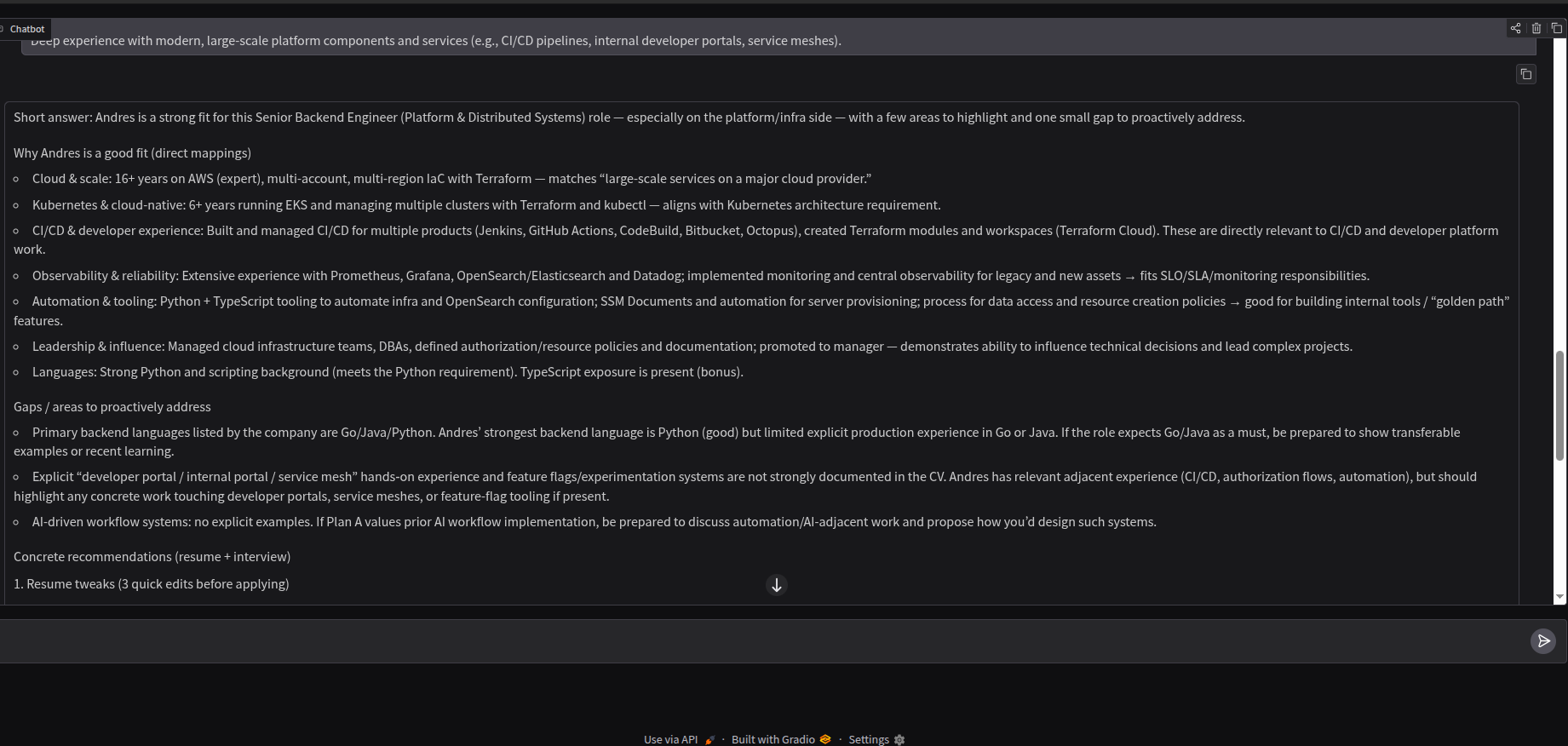 Curriculum assistant conversation view